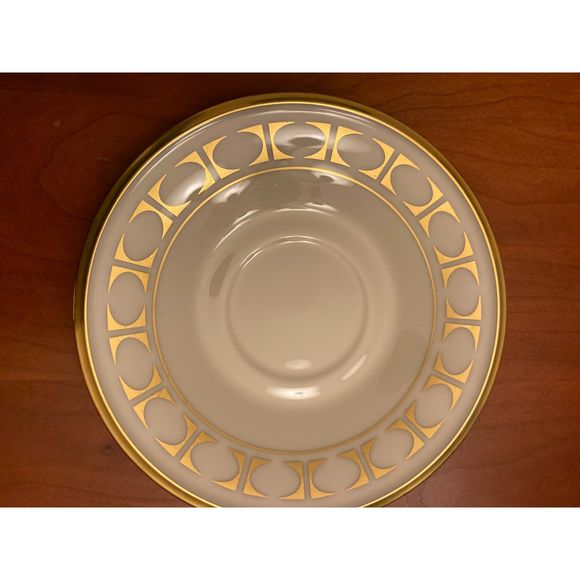 Lenox TEMPO Cream with Gold Geometric Shape Saucer 6". Vintage - Picture 1 of 2